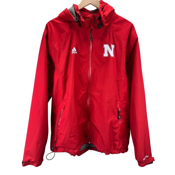 Adidas Boathouse Sports Gore-Tex Nebraska Huskers Zip Jacket Men’s Size L Hood - Picture 1 of 7